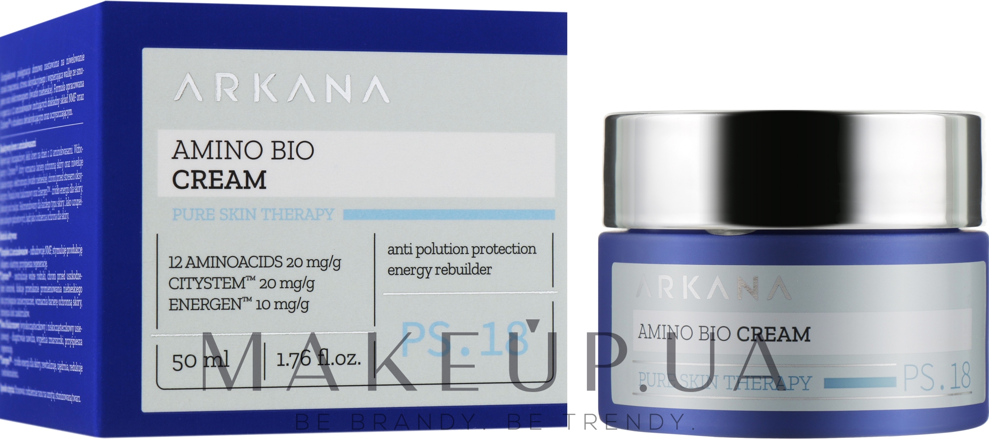 Дневной активный крем с аминокислотами - Arkana Amino Bio Cream Pure Skin Therapy — фото 50ml