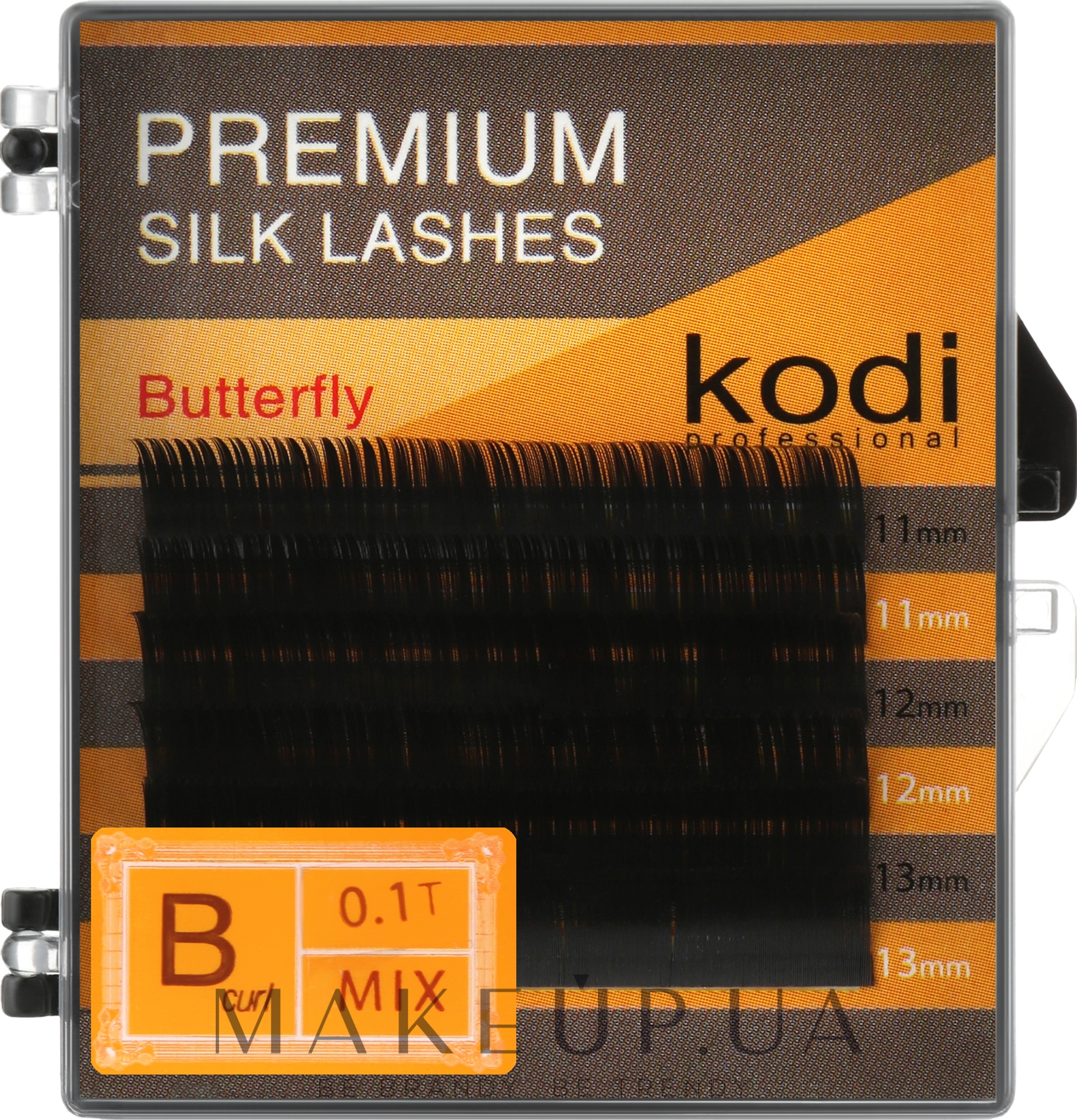 Накладные ресницы Butterfly B 0.10 (6 рядов: 11/13) - Kodi Professional — фото 1уп
