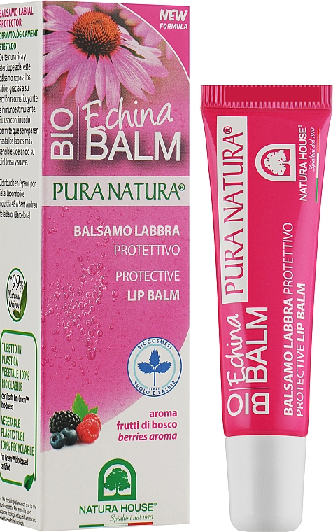 Восстанавливающий бальзам для губ с экстрактом эхинацеи и ароматом ягод - Natura House Protective Lip Balm — фото N2