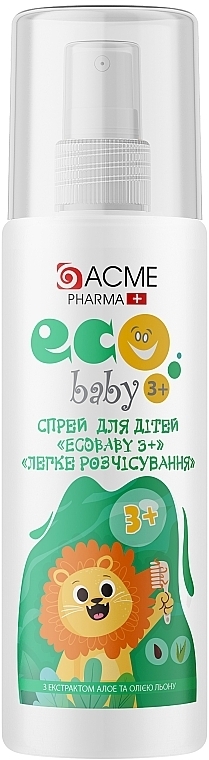 Спрей для детей "Легкое расчесывание" с экстрактом алоэ и маслом льна - Acme Color Eco Baby 3+ — фото N1