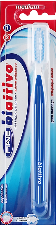 Зубная щетка "Biattivo", средней жесткости, синяя - Piave Medium Toothbrush — фото N1
