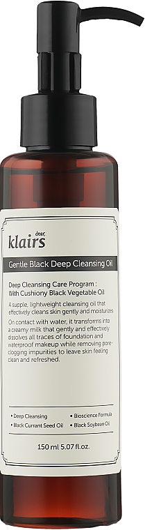 Очищувальна гідрофільна олія - Klairs Gentle Black Deep Cleansing Oil — фото N1