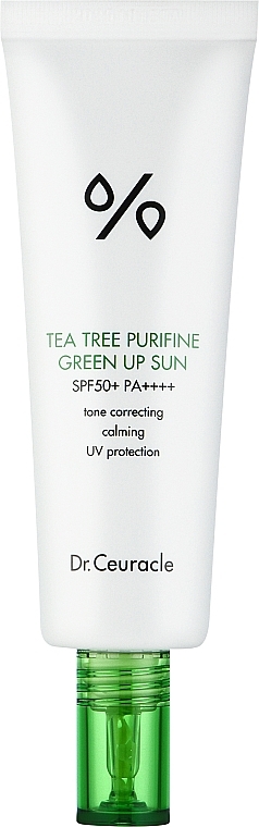 УЦЕНКА Солнцезащитный крем для лица - Dr. Ceuracle Tea Tree Purifine Green Up Sun SPF50+ PA++++ * — фото N1