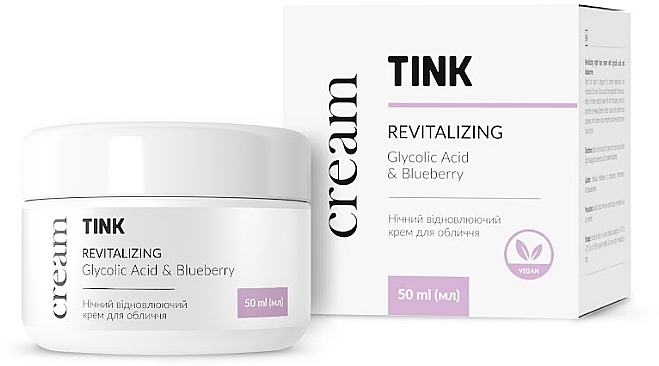 Нічний відновлюючий крем для обличчя - Tink Revitalizing Glycolic Acid & Blueberry Cream — фото N1