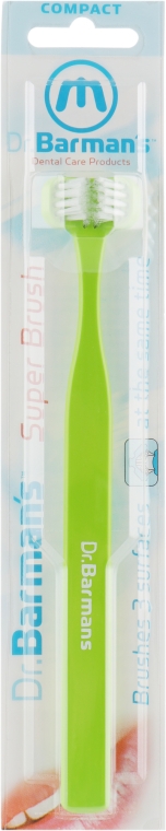 Трехсторонняя зубная щетка, компактная, салатовая - Dr. Barman's Superbrush Compact — фото N1
