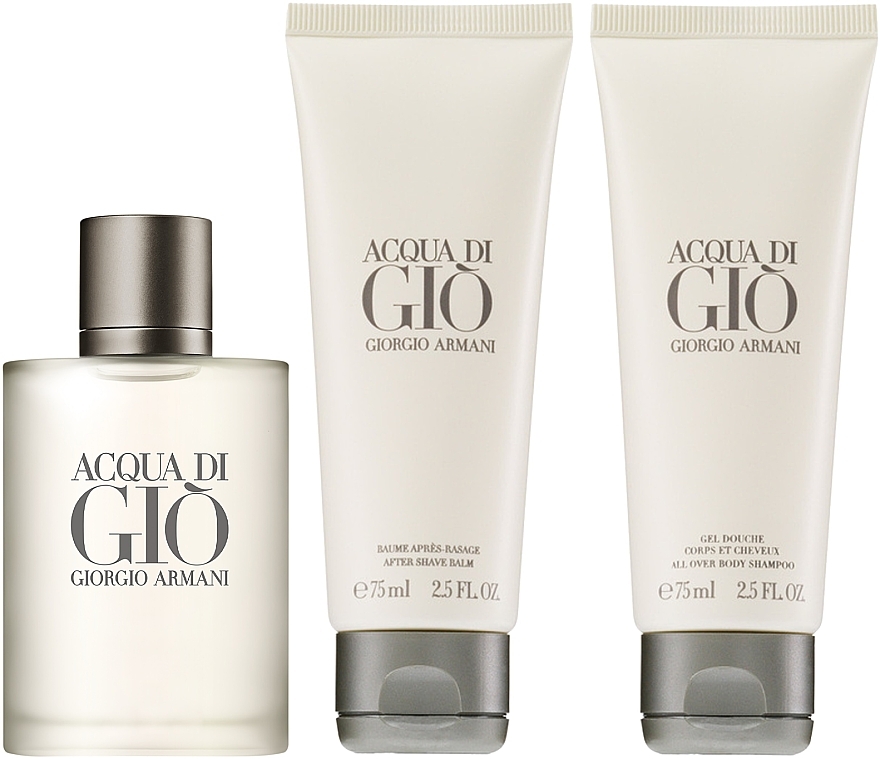 Giorgio Armani Acqua di Gio - Набор (edt 100ml + a/sh balm 75ml + sh/gel 75ml) — фото N2