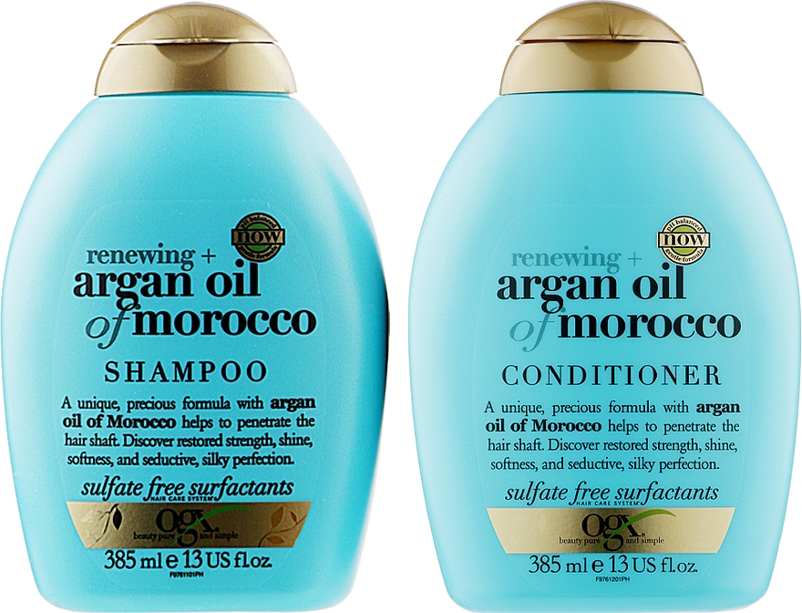 Набор "Секрет ухоженных волос" - OGX Moroccan Argan Oil of Morocco (shm/385ml + cond/385ml) — фото N2