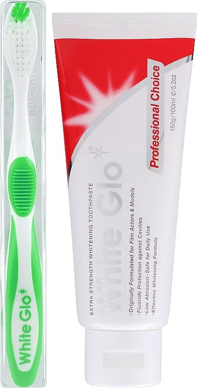 Набор "Выбор профессионалов", зеленая щетка - White Glo Professional Choice Whitening Toothpaste (toothpaste/100ml + toothbrush) — фото N1