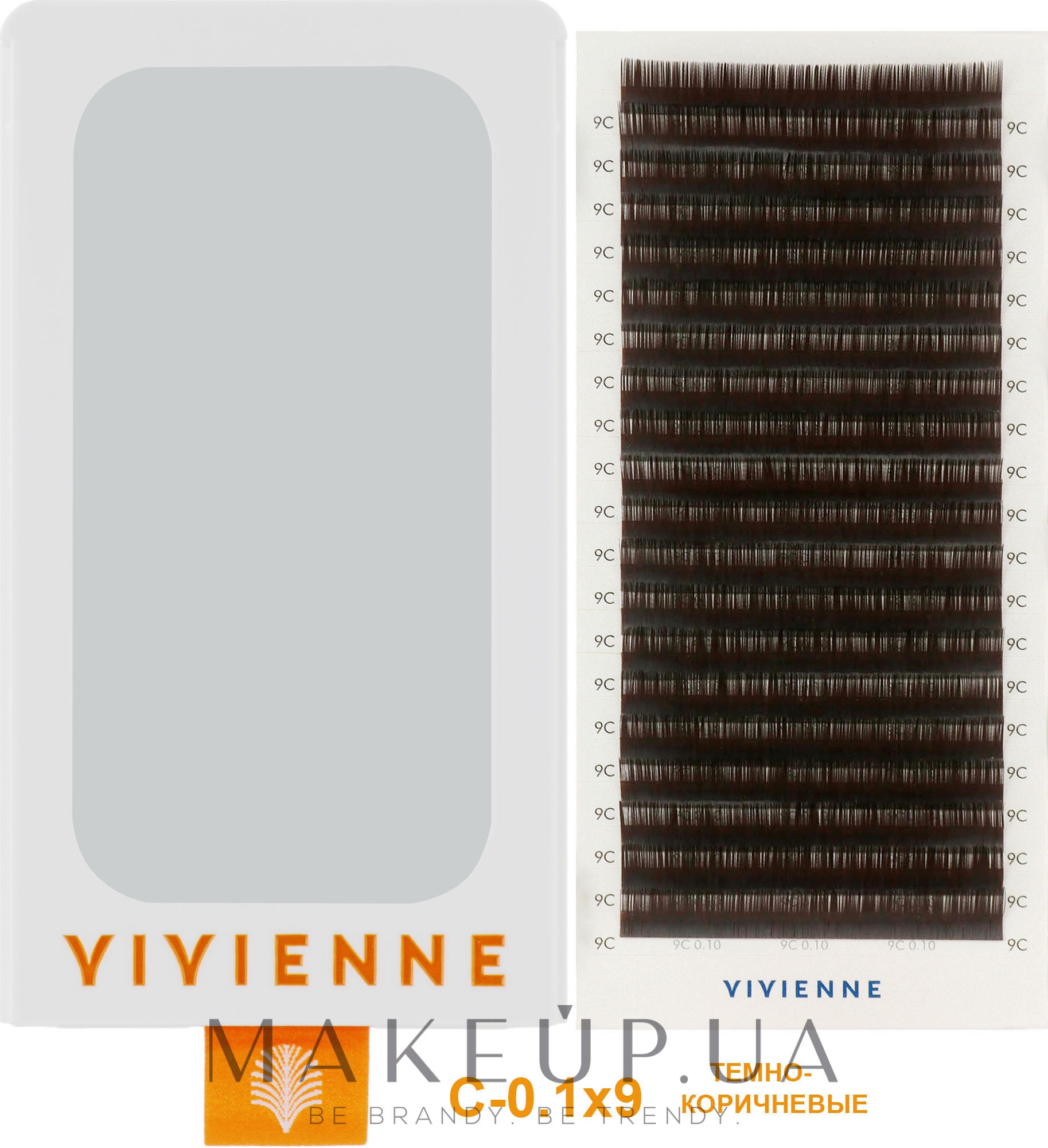 Накладные ресницы "Elite", темно-коричневые, 20 линий (0.1, C, (9)) - Vivienne — фото 1уп