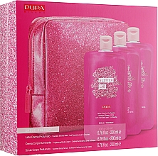 Духи, Парфюмерия, косметика Набор - Pupa Glitter Lab Frizzy Smile Therapy (bag + milk/200 ml + cream/200ml + scrub/200ml)