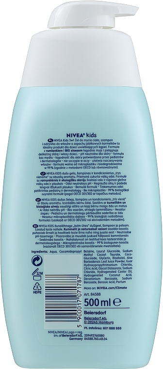 Гель для волосся та тіла 3 в 1 - NIVEA Kids 3in1 Shower Shampoo & Conditioner — фото N2