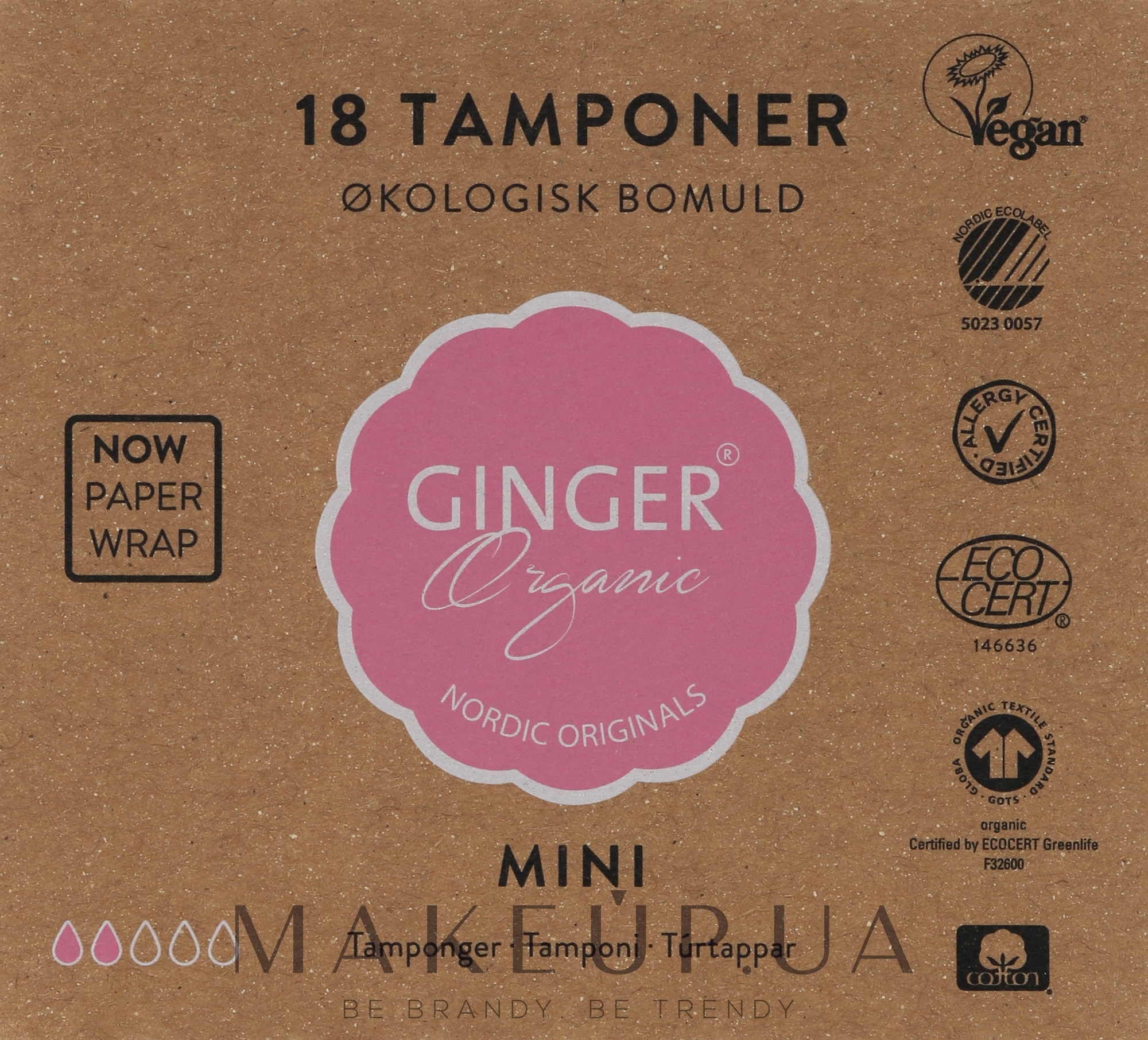 Тампоны без аппликатора "Мини", 18 шт - Ginger Organic — фото 18шт