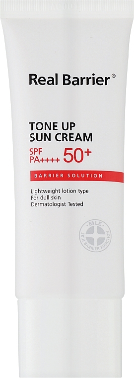 Сонцезахисний крем з освітлювальним ефектом - Real Barrier Tone Up Sun Cream SPF50+ PA++++