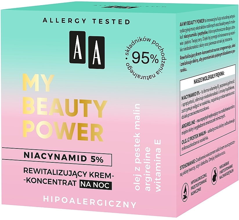 Восстанавливающий ночной крем-концентрат для лица - AA My Beauty Power Niacynamid 5% Revitalizing Night Cream-Concentrate — фото N4