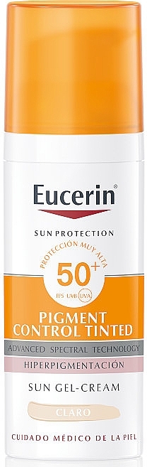 Солнцезащитный крем-гель - Eucerin Sun Protection Pigment Control Tinted SPF 50+ Light — фото N1