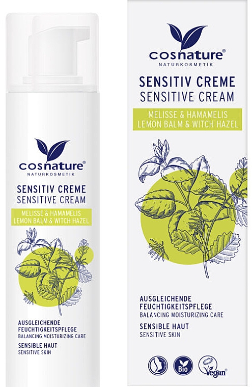 Крем для чутливої шкіри обличчя - Cosnature Lemon Balm & Witch Hazel Sensitive Cream — фото N1