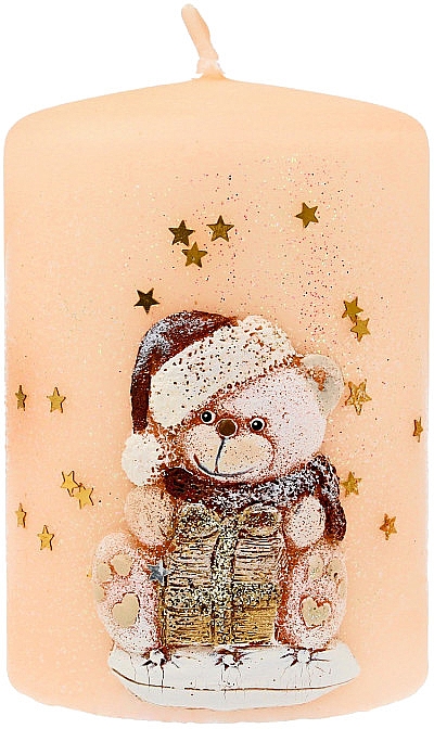Декоративная свеча новогодняя "Тедди", 7x10 см, песочная - Artman Teddy Candle — фото N1