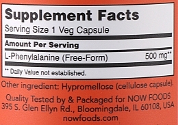 Амінокислота "L-фенілаланін", 500 мг - Now Foods L-Phenylalanine — фото N2
