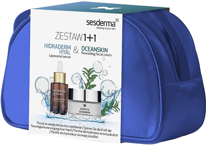 Набор - SesDerma Laboratories Hidraderm Hyal & Oceanskin (cr/50ml + ser/30ml + bag) — фото N1