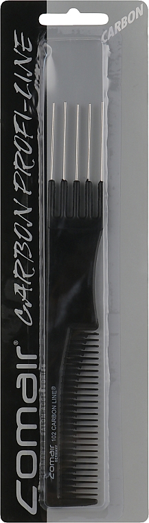 Расческа №102 "Carbon Profi Line" для тупирования с гребнем, 19,5 см - Comair — фото N1
