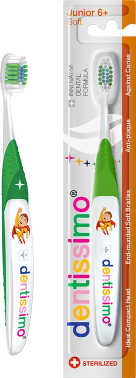 Зубная щетка для детей от 6 лет, салатовая - Dentissimo Junior — фото N2