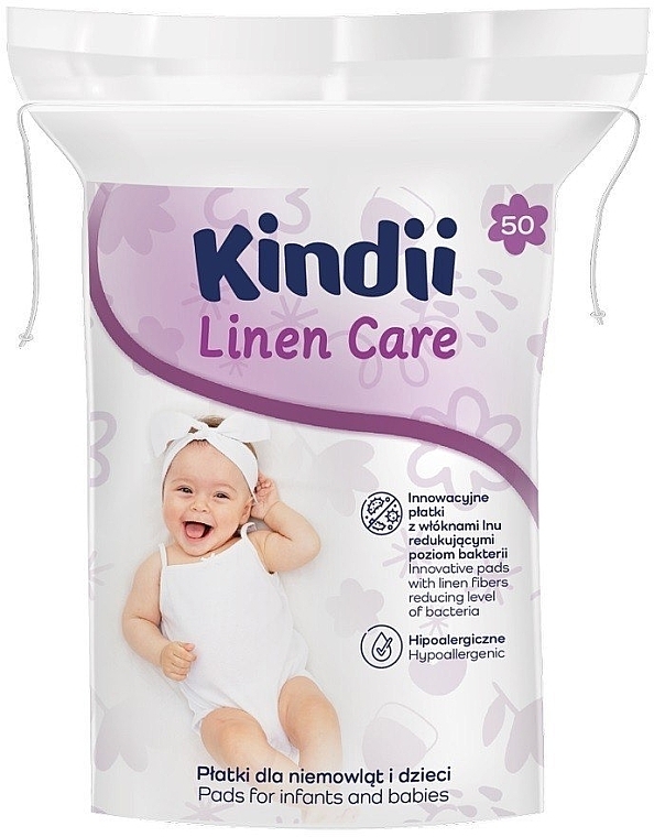 Ватні палички для дітей, 50 шт. - Kindii Linen Care — фото N1