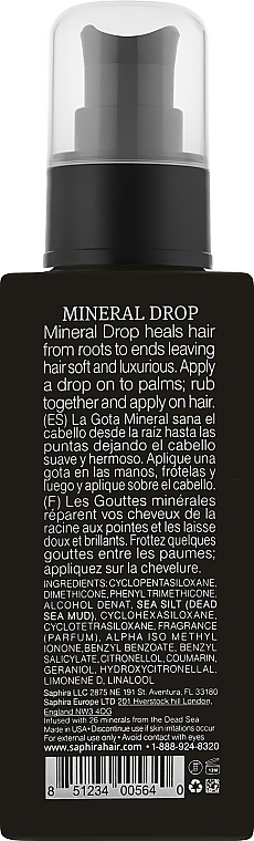 Минеральная сыворотка для волос - Saphira Healing Mineral Drop — фото N2