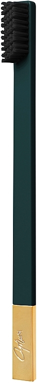 Зубная щетка мягкой жесткости, темно-зеленая матовая с золотистым колпачком - Apriori — фото N2
