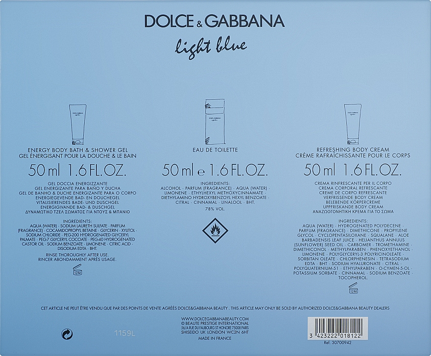 Dolce & Gabbana Light Blue - Набор (edt/50ml + b/lot/50ml + sh/gel/50ml) — фото N4