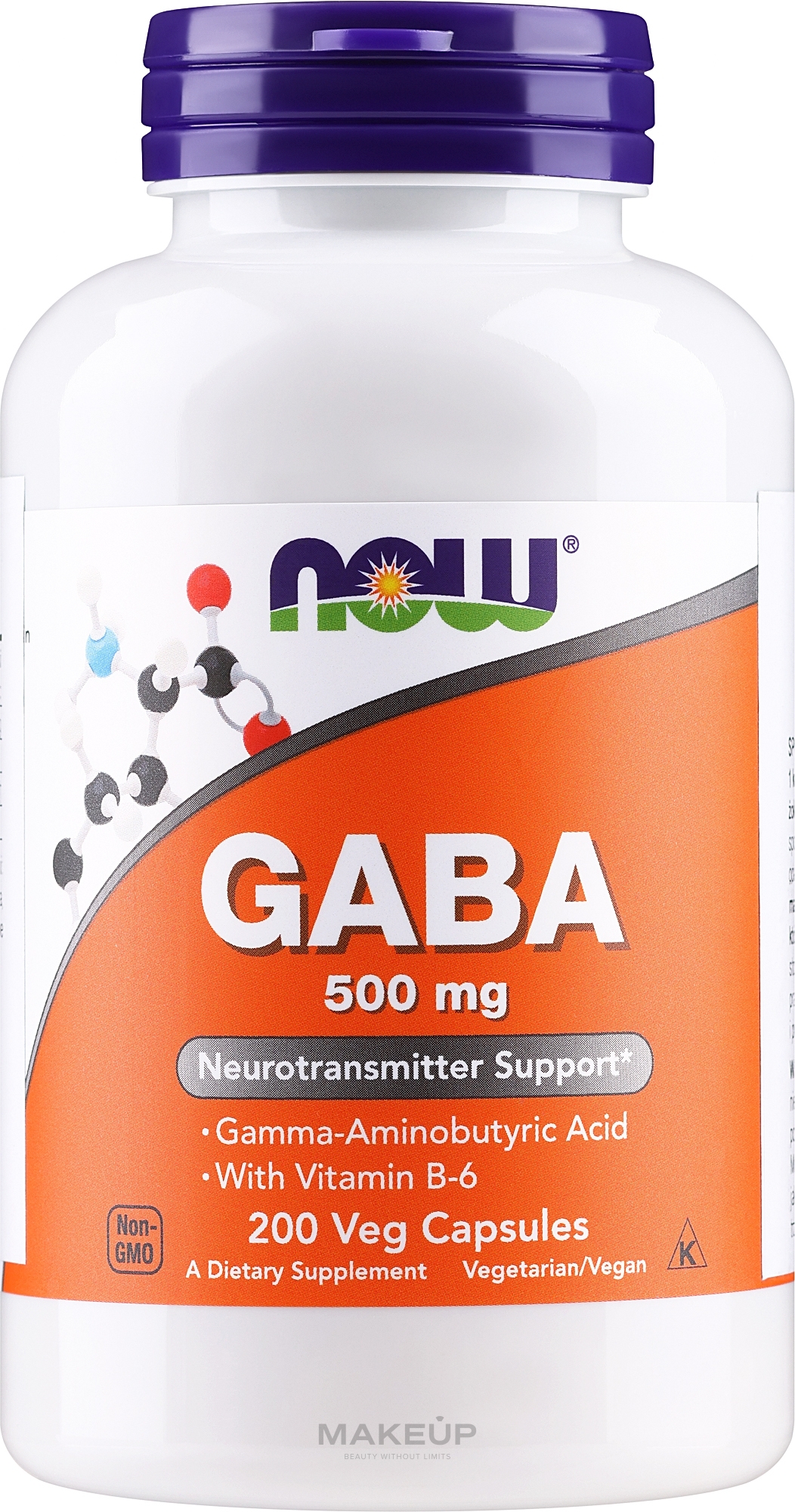 Амінокислота GABA з вітаміном B6, 500 мг - Now Foods GABA with Vitamin B6 500 mg — фото 200шт