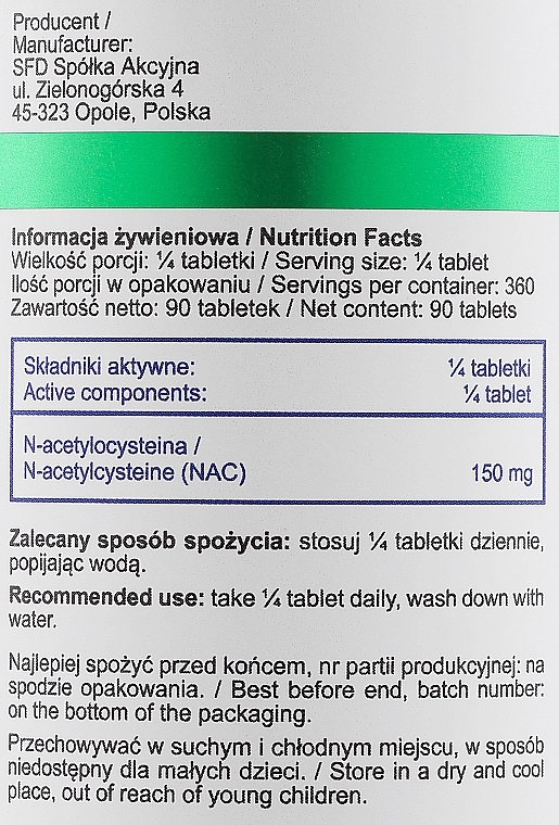 Харчова добавка "N-ацетилцистеїн" - SFD Nutrition NAC — фото N3
