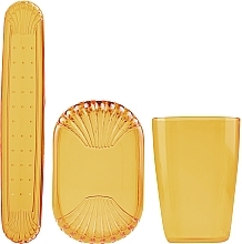 Набор туристический, прозрачный желтый - Sanel Comfort II (cup1/pcs + toothbr/case/1pcs + soap/case/1pcs) — фото N1