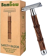 Многоразовая бритва с бамбуковой ручкой и сменным лезвием - Bambaw Bamboo Safety Razor Slim Silver — фото N1
