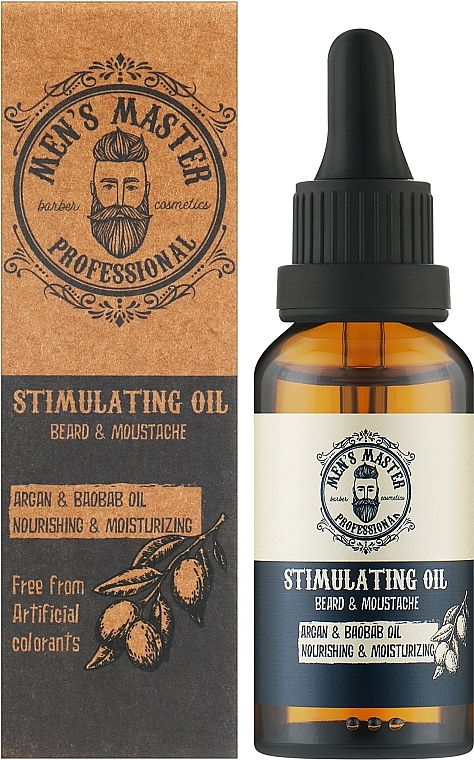 Стимулювальна олія для бороди й вусів - Men's Master Stimulating Oil — фото N2