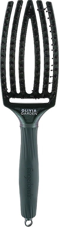 Щетка для волос - Olivia Garden FingerBrush Care Ionic Boar & Nylon Green Emerald — фото N1