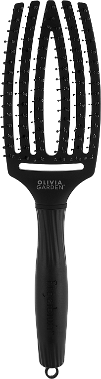 Щетка для укладки с двойной нейлоновой щетиной - Olivia Garden Finger Brush Medium Black — фото N1