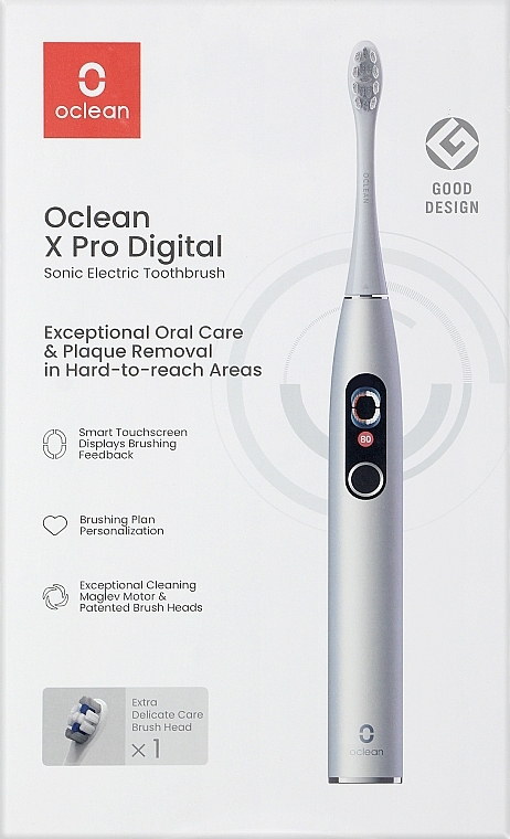 Розумна зубна щітка Oclean X Pro Digital Silver, 2 насадки - Oclean X Pro Digital Electric Toothbrush Glamour Silver — фото N4