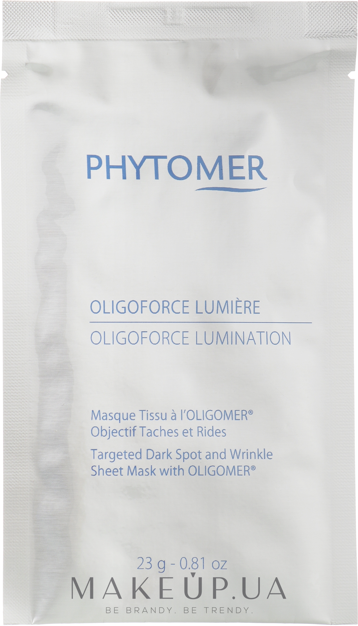 Відновлювальна, освітлювальна тканинна маска проти зморщок і темних плям - Phytomer Oligoforce Lumination Targeted Dark Spot and Wrinkle Sheet Mask — фото 23g