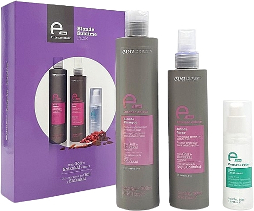 Набор для светлых волос - Eva Professional E-line Blonde Pack (shmp/300ml + spray/200ml + serum/50ml) — фото N1