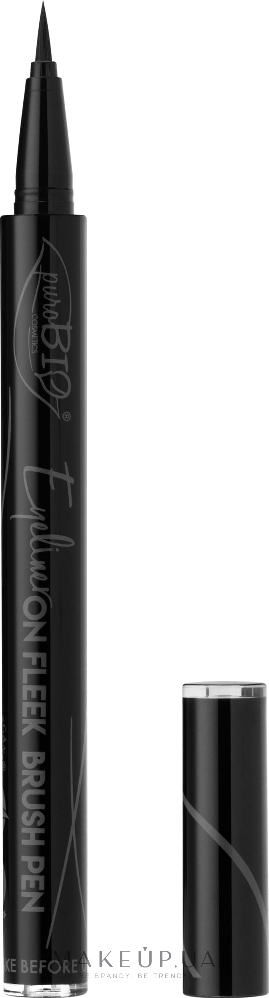 Подводка для глаз - PuroBio Cosmetics Eyeliner On Fleek Brush Pen — фото Black