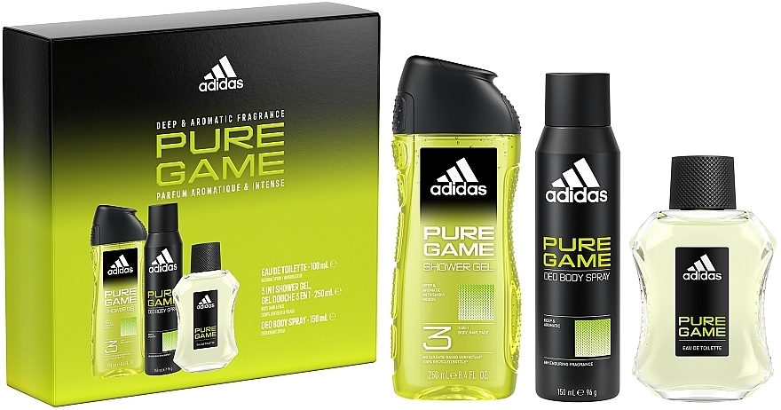 Adidas Pure Game - Набор (edt/100ml + deo/150ml + sh/gel/250ml)
