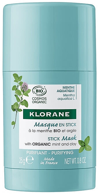 Очищувальна маска для обличчя в стику - Klorane Aquatic Mint Purifying Stick Mask — фото N1