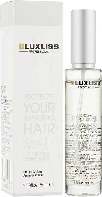 Кератиновий спрей для блиску волосся - Luxliss Keratin Heat Protecting Shine Mist — фото N2