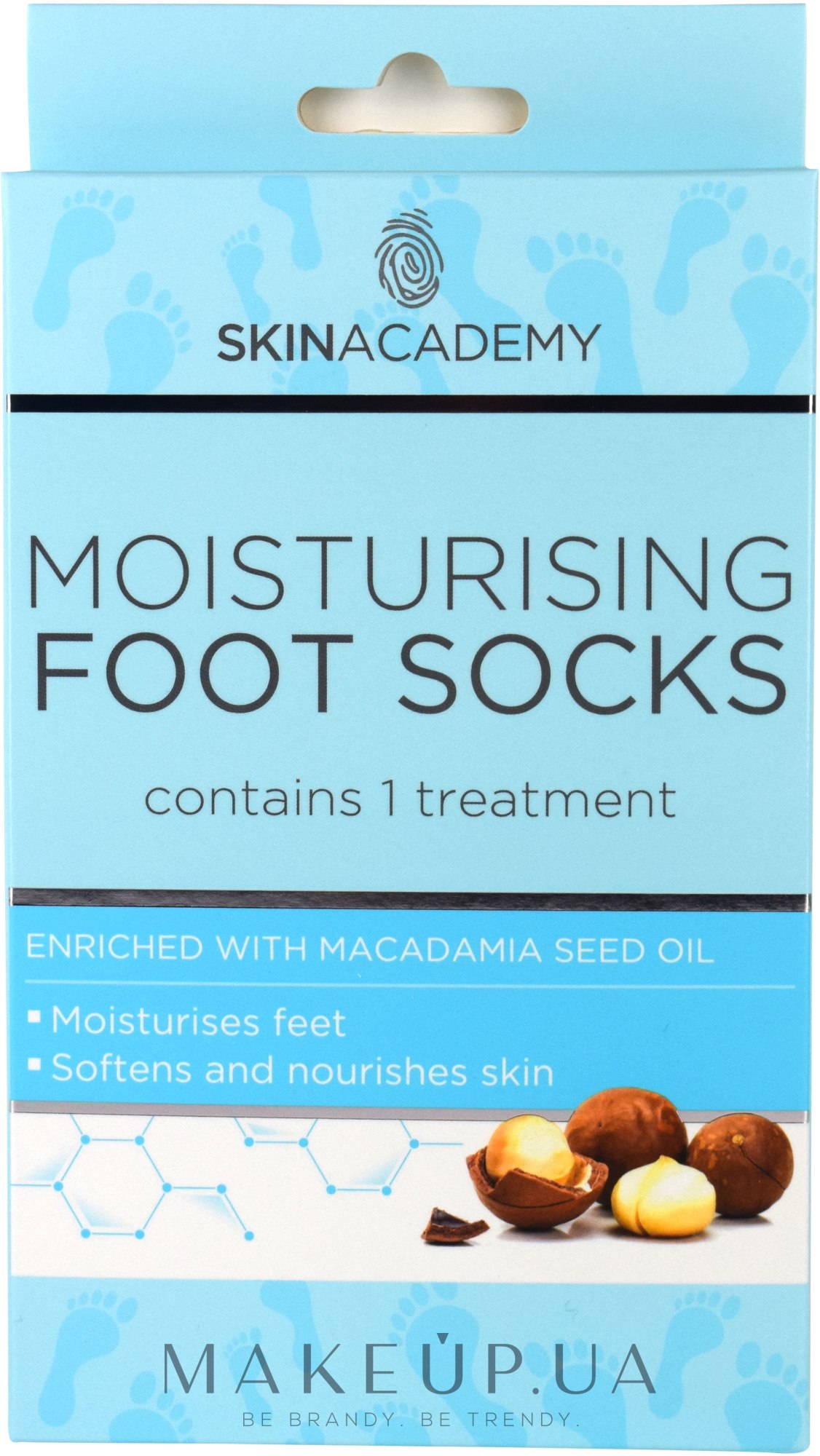 Skin academy. Skins на ногах. Увлажняющий носочки для ног с маслом макадамии.