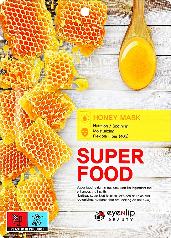 Тканинна маска для обличчя "Мед" - Eyenlip Super Food Honey Mask — фото N1