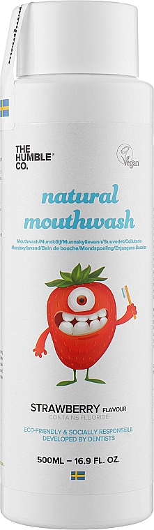 Ополаскиватель для полости рта "Для детей" - The Humble Co Mouthwash Kids Strawberry — фото N1