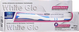 Парфумерія, косметика Набір з блакитною щіткою - White Glo Sensitive Forte Set (toothpaste/100ml + toothbrush)