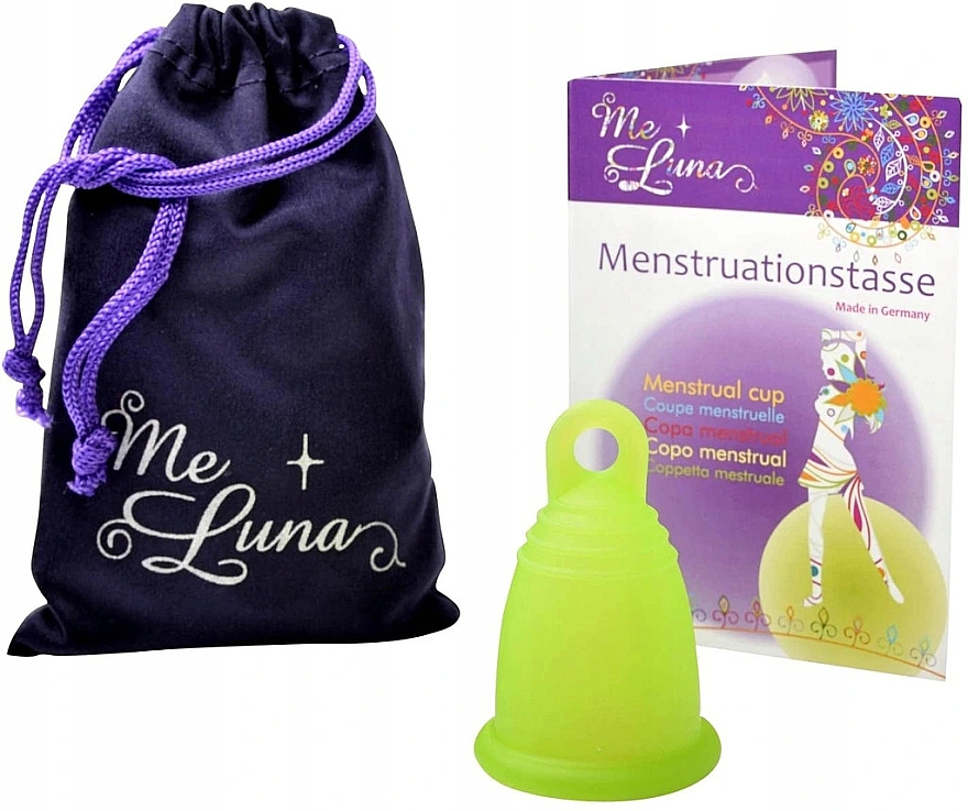Менструальная чаша с петлей, размер M, зеленый - MeLuna Classic Menstrual Cup Ring — фото N1