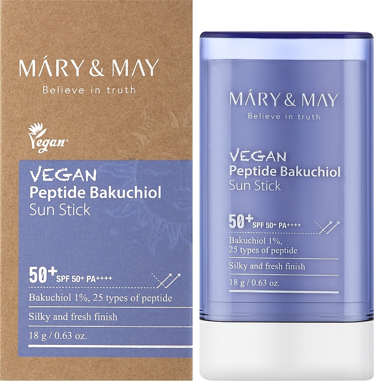 Сонцезахисний стік з бакучіолом і пептидами - Mary&May Vegan Peptide Bakuchiol Sun Stick SPF50+ PA++++ — фото N2