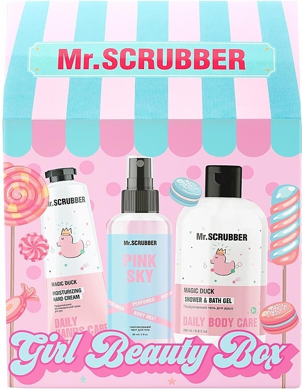 Подарочный набор - Beauty Box Mrabber Girls Mr.Scrubber (h/cr/30g + sh/gel/200ml + sprey/60ml) — фото N1